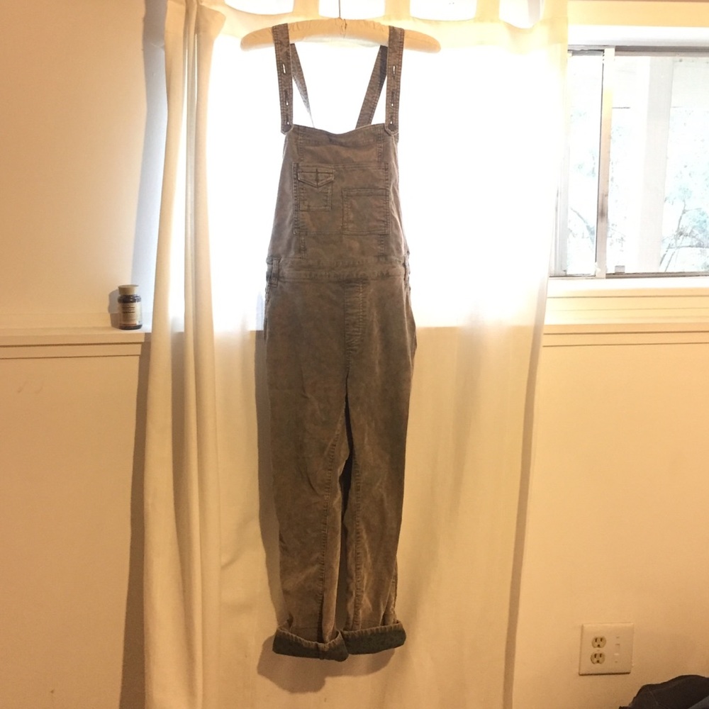 Free people sage green corduroy overalls